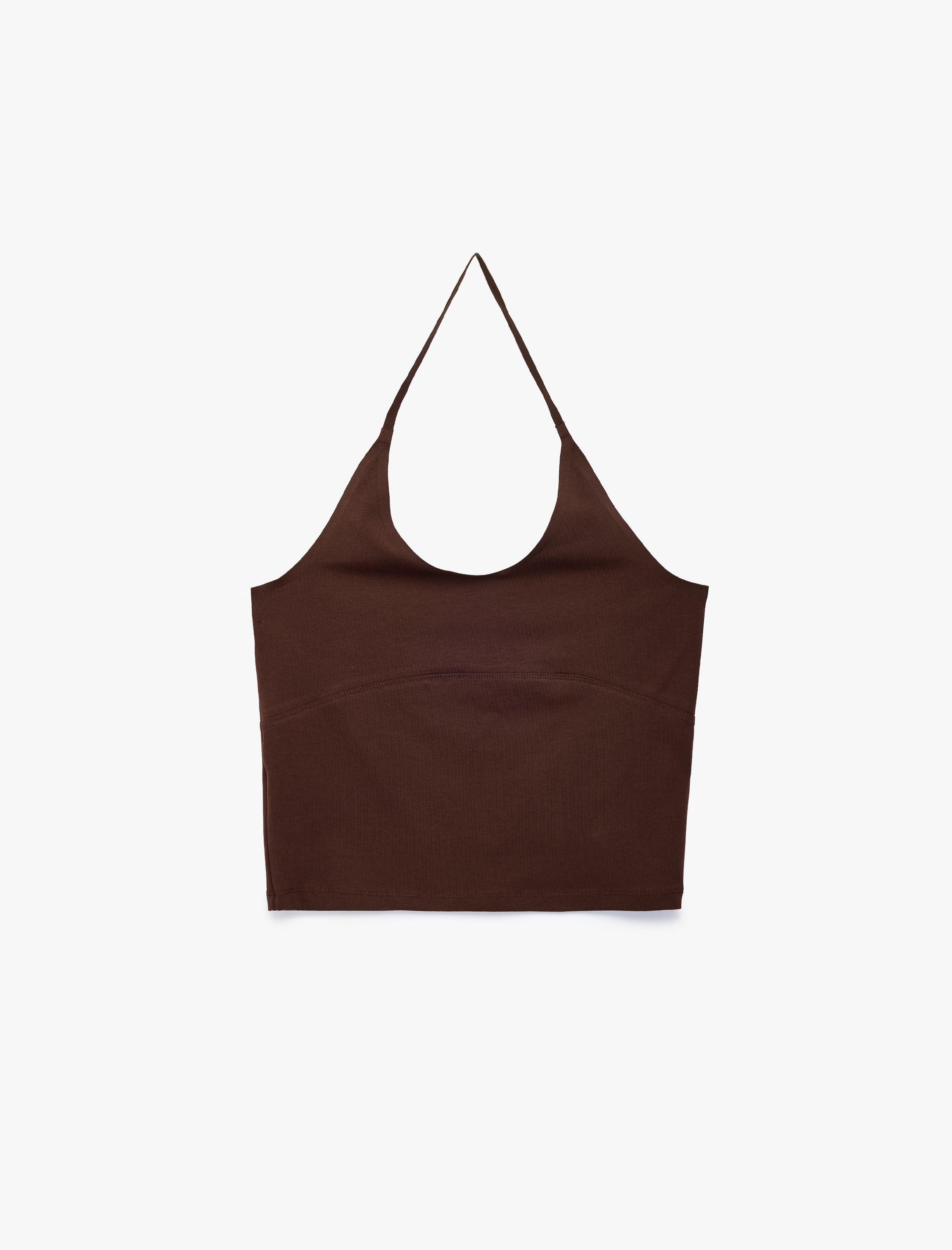   Pamuklu Kolsuz Slim Fit Crop Halter Yaka Bluz