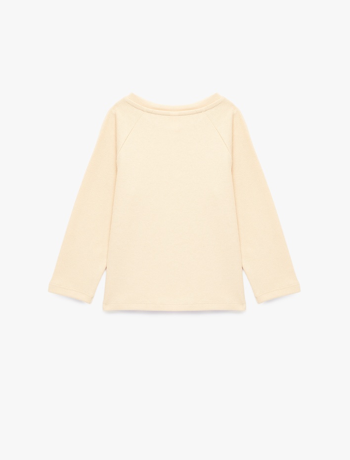 Erkek Bebek Düğmeli Uzun Kollu Bisiklet Yaka Pamuklu Sweatshirt
