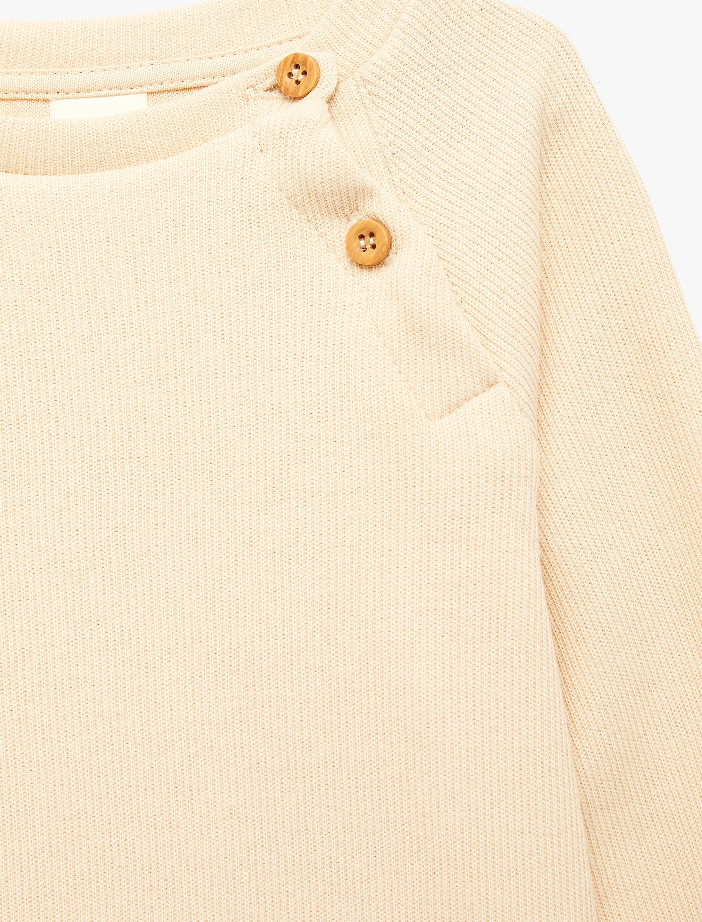  Erkek Bebek Düğmeli Uzun Kollu Bisiklet Yaka Pamuklu Sweatshirt
