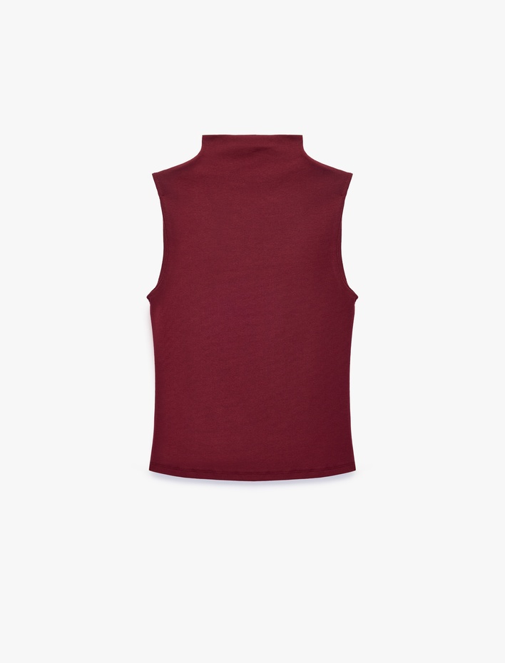  Pamuklu Dik Yaka Slim Fit Kolsuz Body