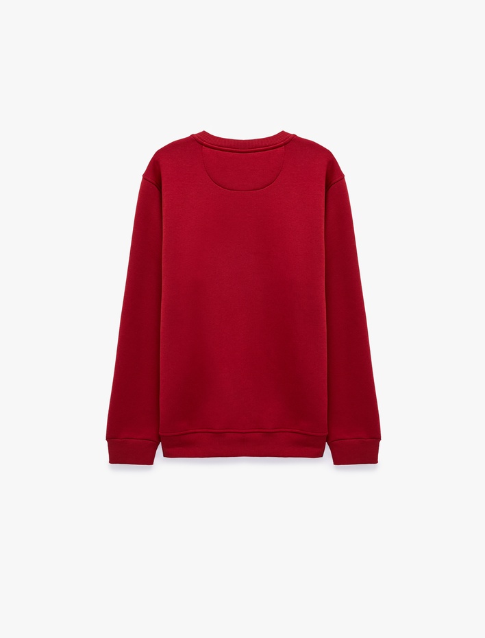  Pamuklu Uzun Kollu Şardonlu Bisiklet Yaka Erkek Basic Sweatshirt