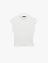Pamuklu Slim Fit Kolsuz Dik Yaka Bluz
