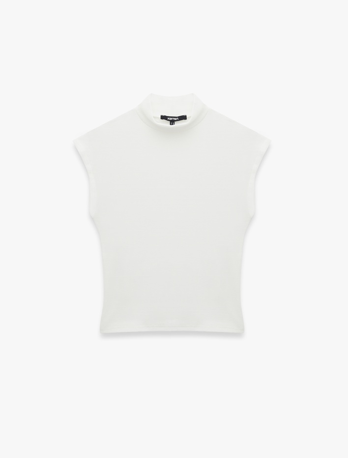  Pamuklu Slim Fit Kolsuz Dik Yaka Bluz