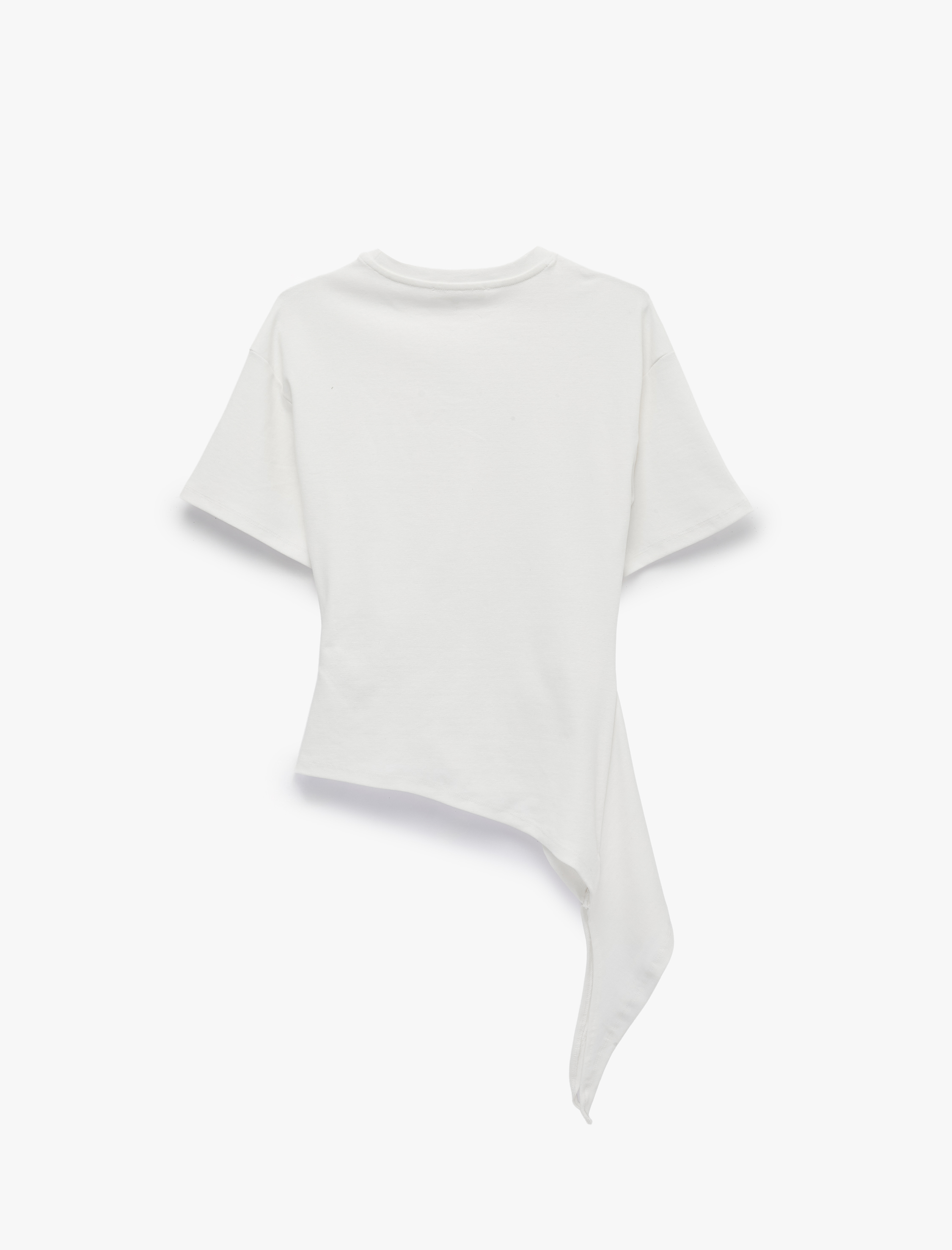   Modal Kumaş Slim Fit Bisiklet Yaka Kısa Kollu Asimetrik Tişört