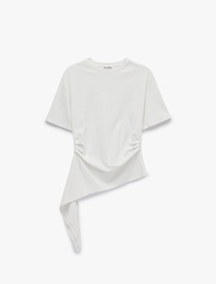Modal Kumaş Slim Fit Bisiklet Yaka Kısa Kollu Asimetrik Tişört