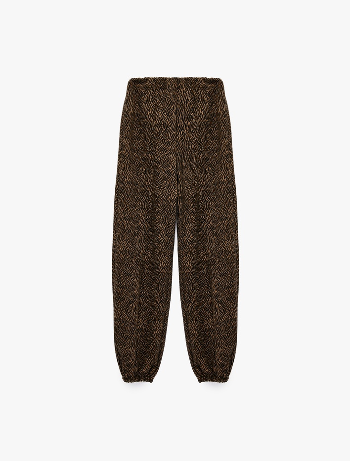  Lastikli Paça Cepli Desenli Jogger Pantolon