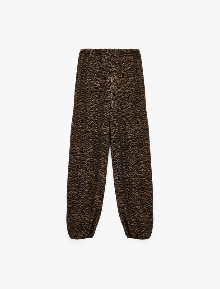  Lastikli Paça Cepli Desenli Jogger Pantolon
