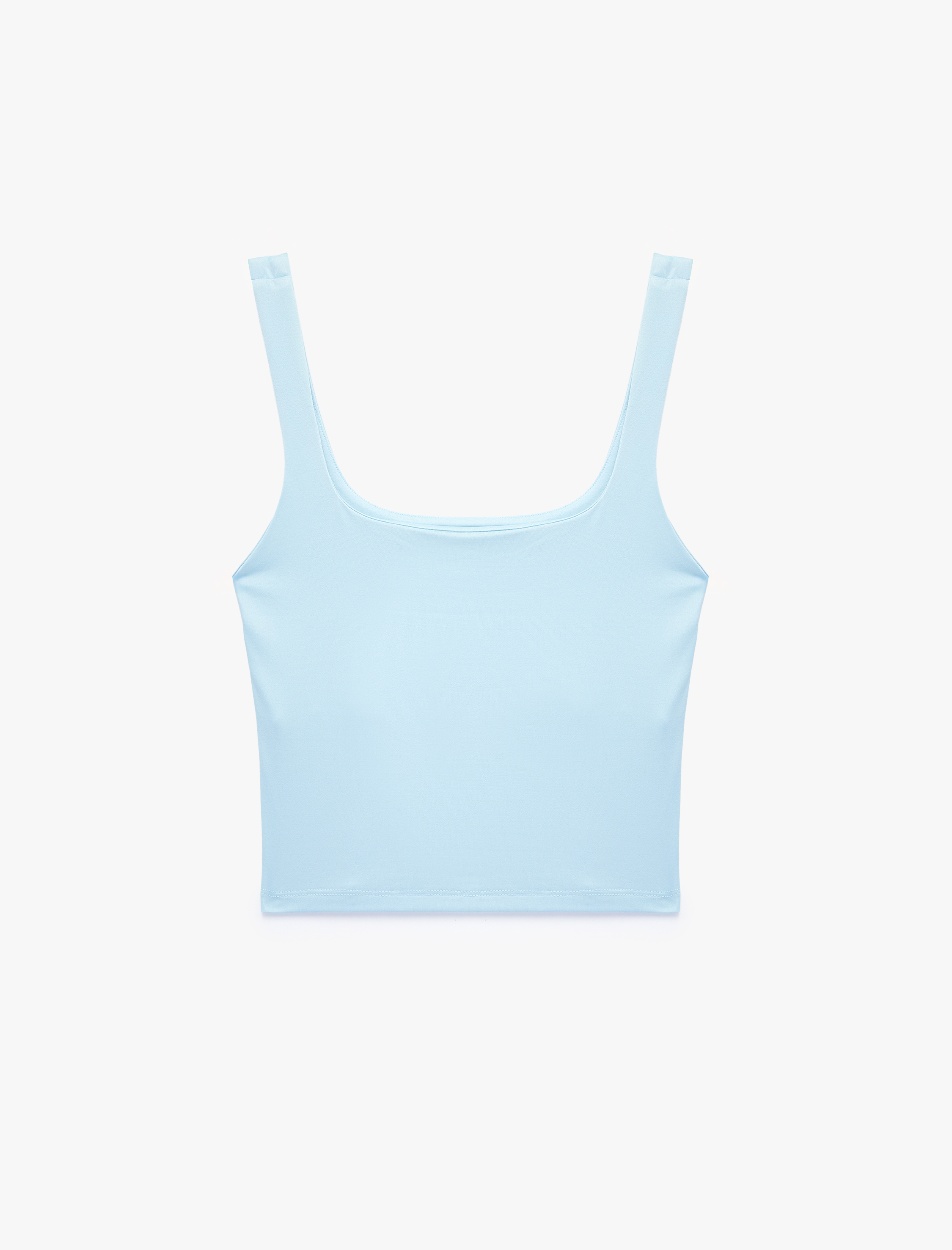   Kare Yaka Slim Fit Kalın Askılı Crop Üst