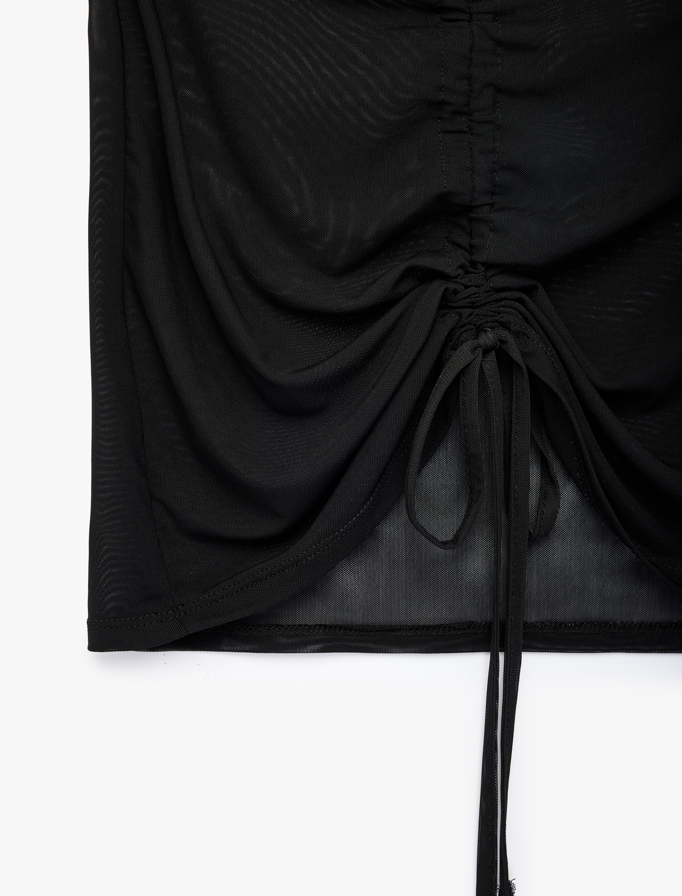   Slim Fit Drapeli Mini Tül Pareo Etek