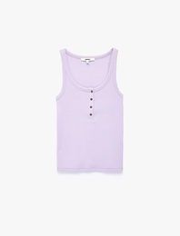 Pamuklu Slim Fit Süs Düğmeli U Yaka Fitilli Atlet