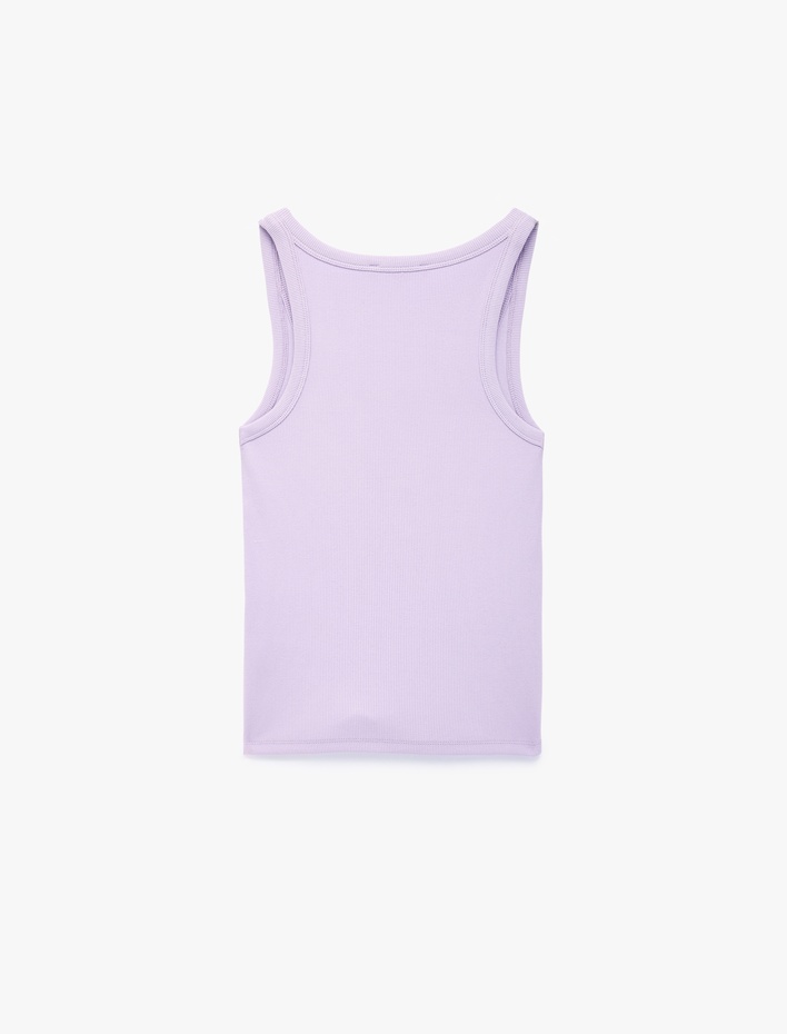  Pamuklu Slim Fit Süs Düğmeli U Yaka Fitilli Atlet