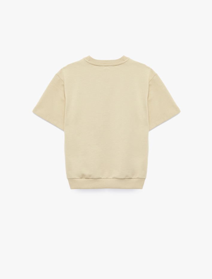 Erkek Çocuk Bisiklet Yaka Pamuklu Kısa Kollu Oversize Sweatshirt