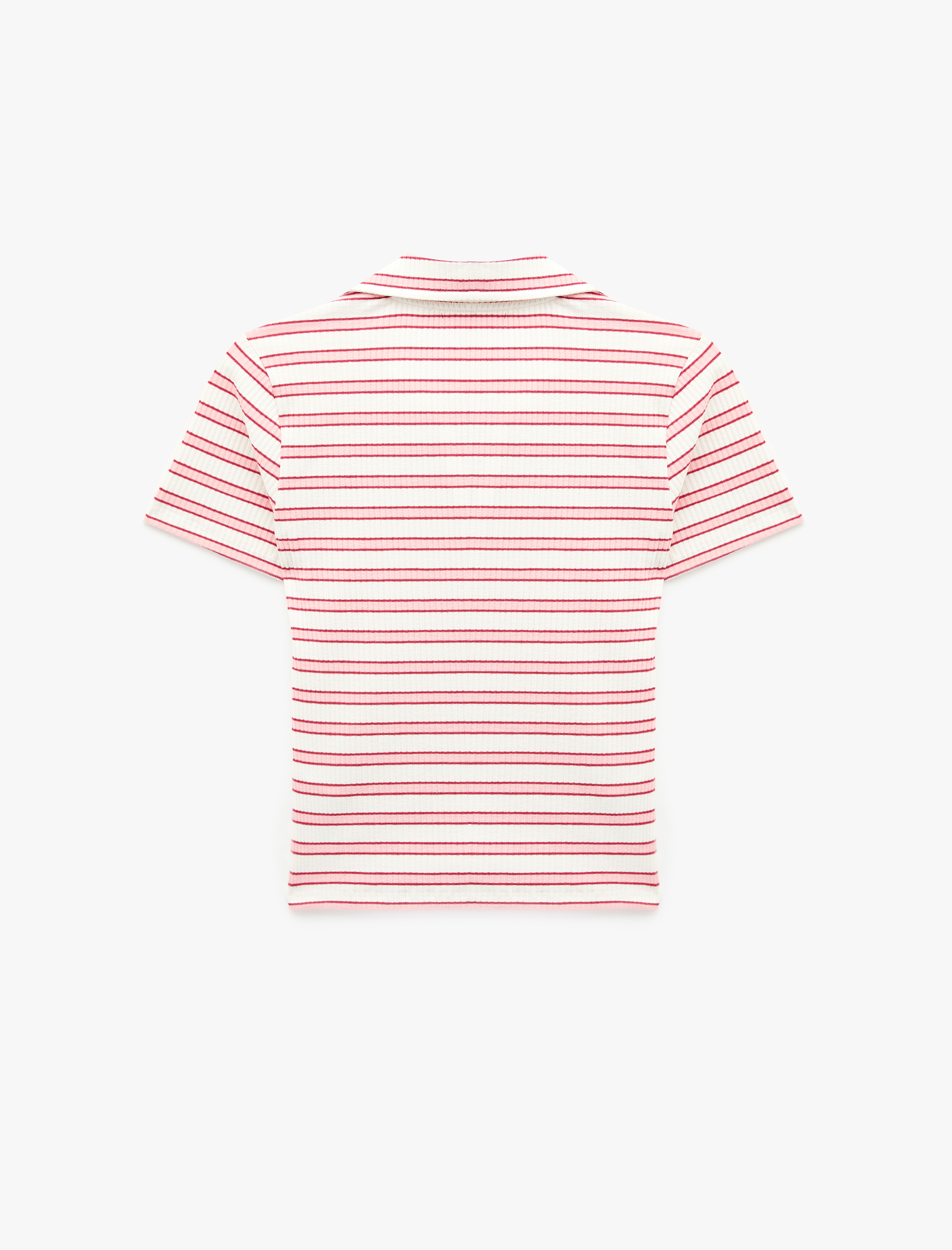   Slim Fit Viskon Karışımlı Kısa Kollu Çizgili Polo Yaka Tişört