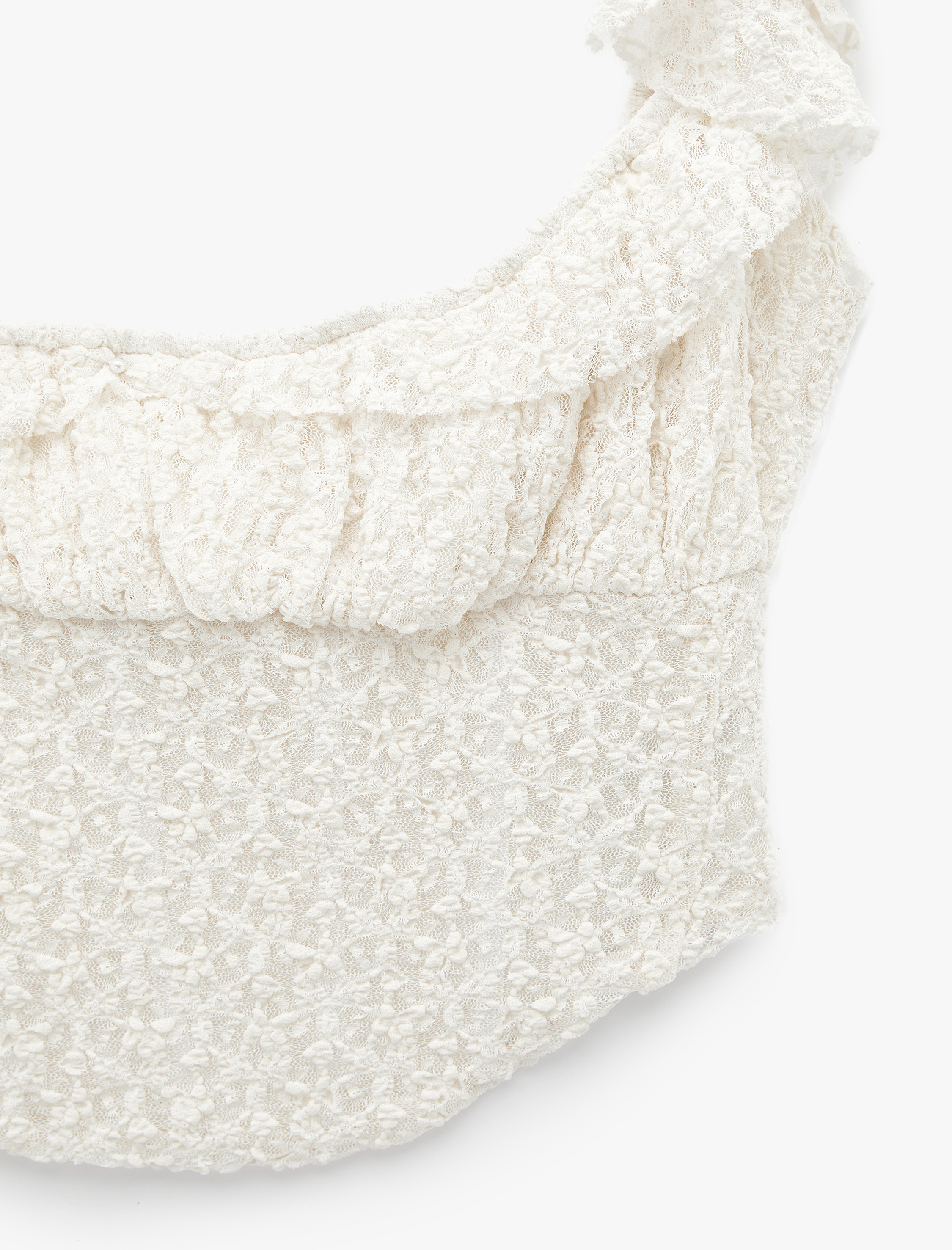   Koton X Sibil Çetinkaya - Fırfır Detaylı Kolsuz Dantel Crop Korse Büstiyer
