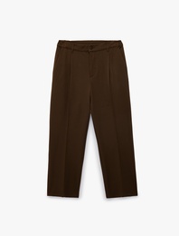 Regular Fit Cepli Viskon Karışımlı Pileli Kumaş Pantolon