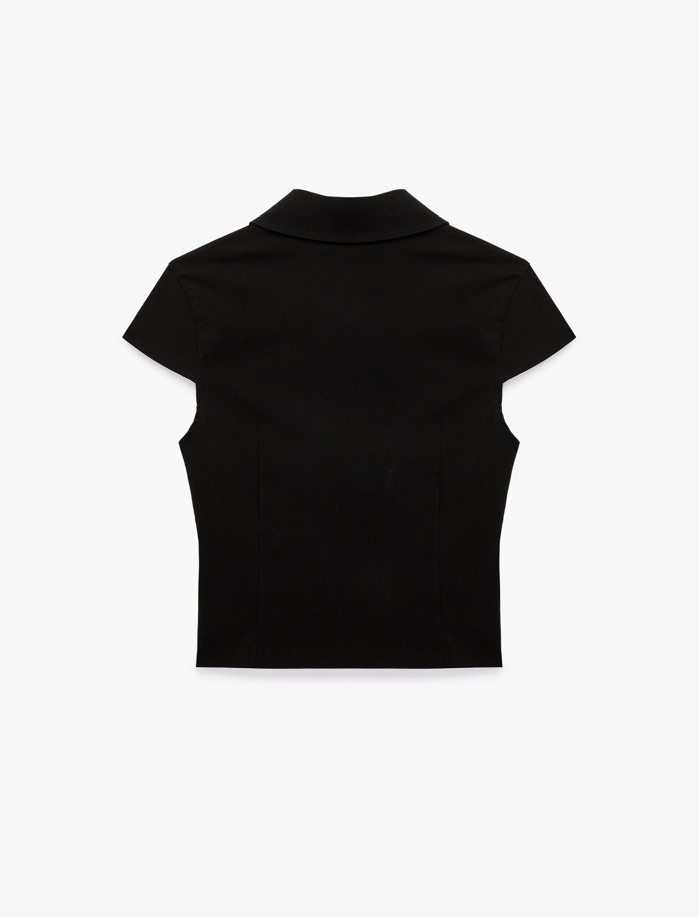   Slim Fit Fermuar Detaylı Kısa Kollu Gömlek