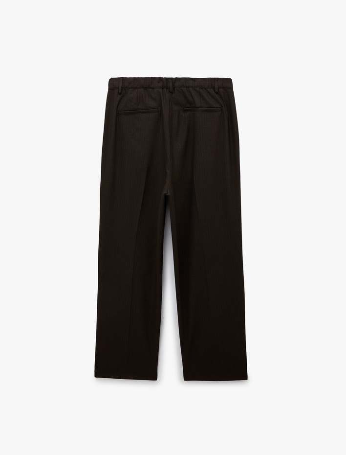  Regular Fit Viskon Karışımlı Cepli Pileli Kumaş Pantolon