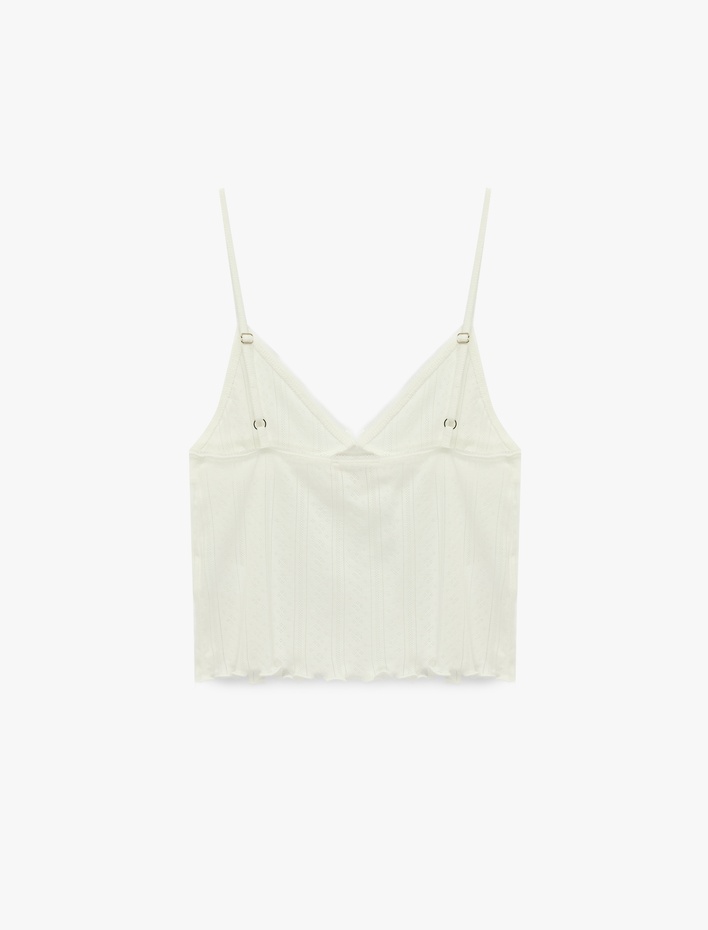  Pamuklu V Yaka Rahat Kesim Askılı Pijama Üstü
