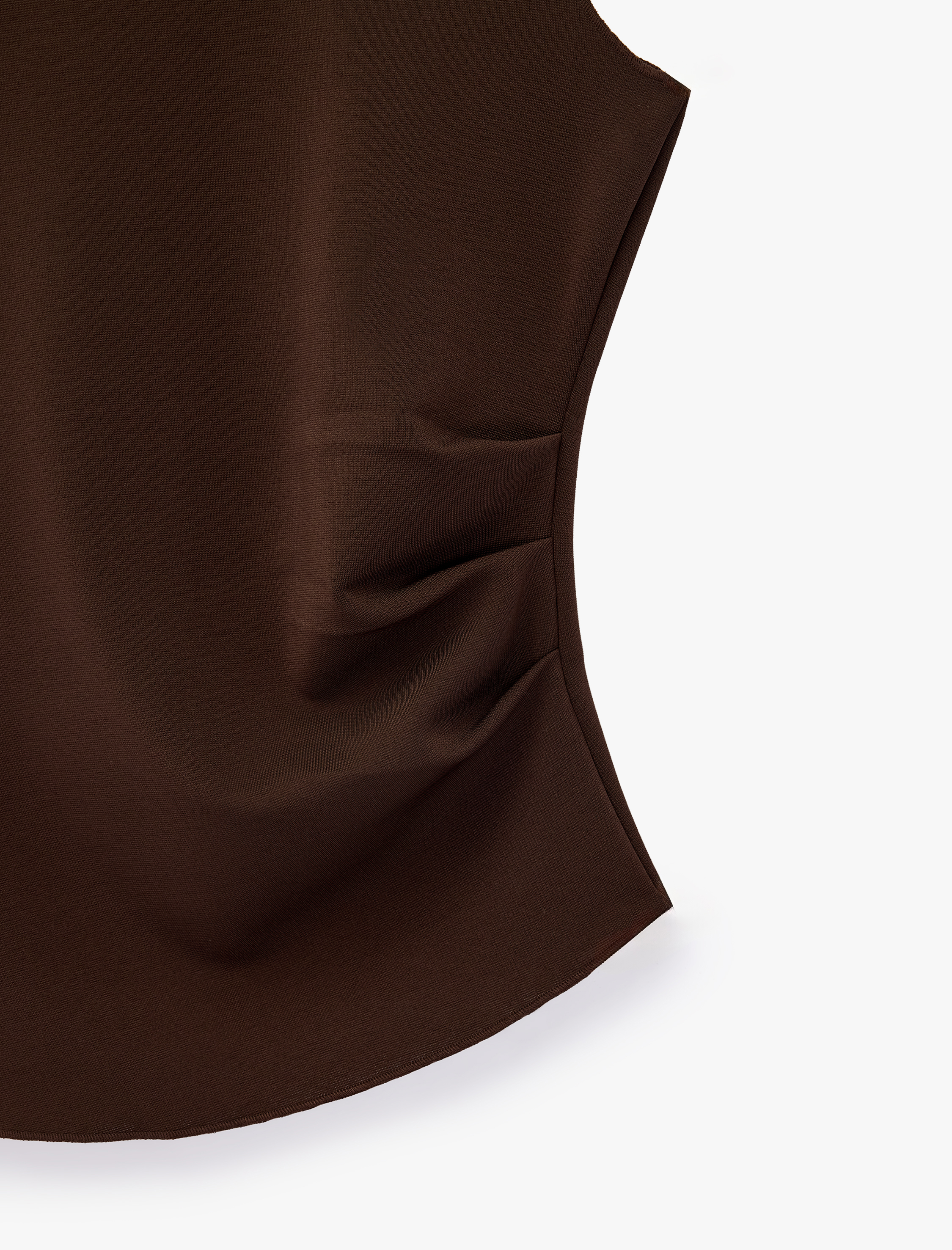   Asimetrik Kesim Slim Fit Bisiklet Yaka Kolsuz Bluz