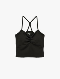Slim Fit İp Askılı Sırt Detaylı Spor Bluz