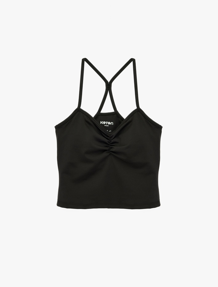  Slim Fit İp Askılı Sırt Detaylı Spor Bluz