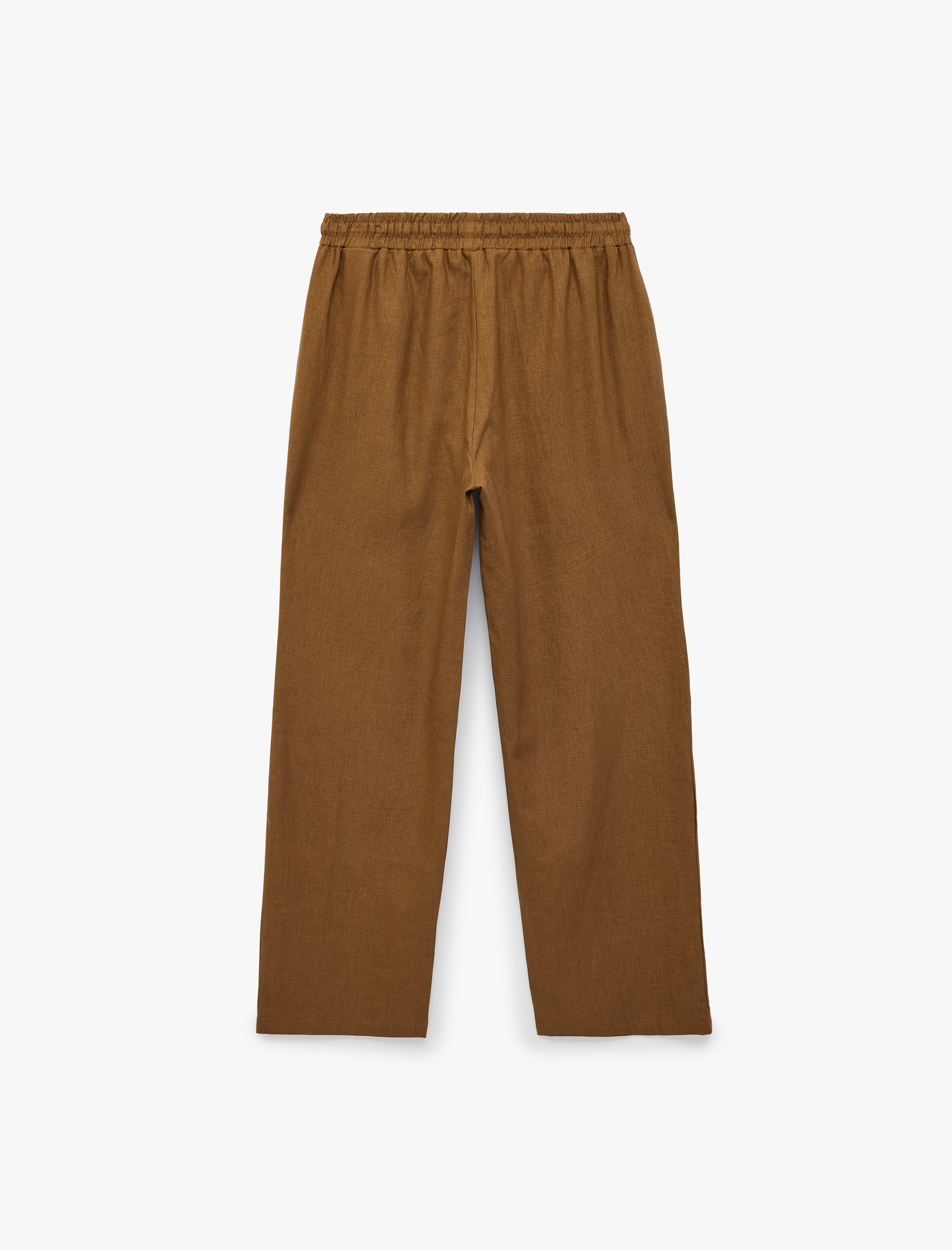   Keten ve Viskon Karışımlı Beli Bağcıklı Pantolon