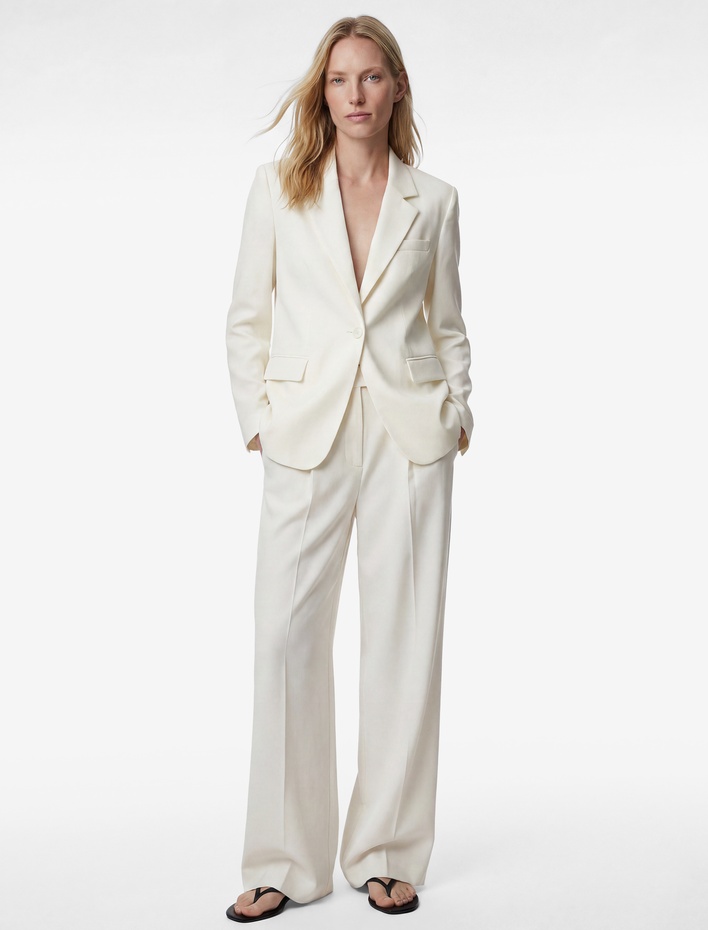  Uzun Kollu Cepli Oversize Blazer Ceket
