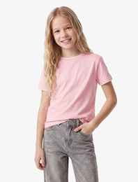 Modal Karışımlı Bisiklet Yaka Kısa Kollu Slim Fit Tişört