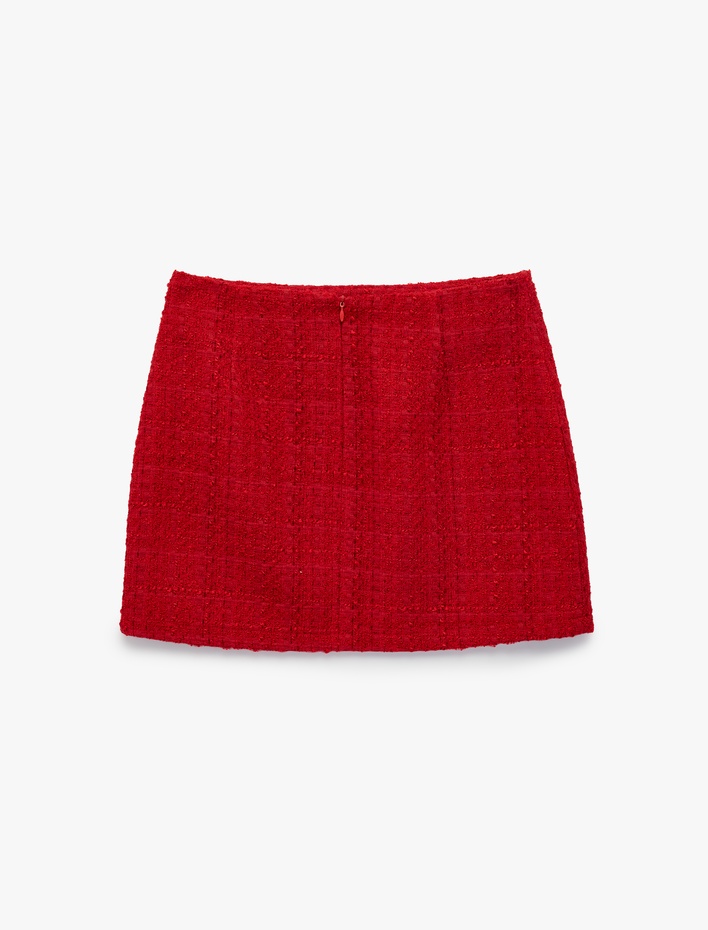  Slim Fit A Kesim Tüvit Mini Etek