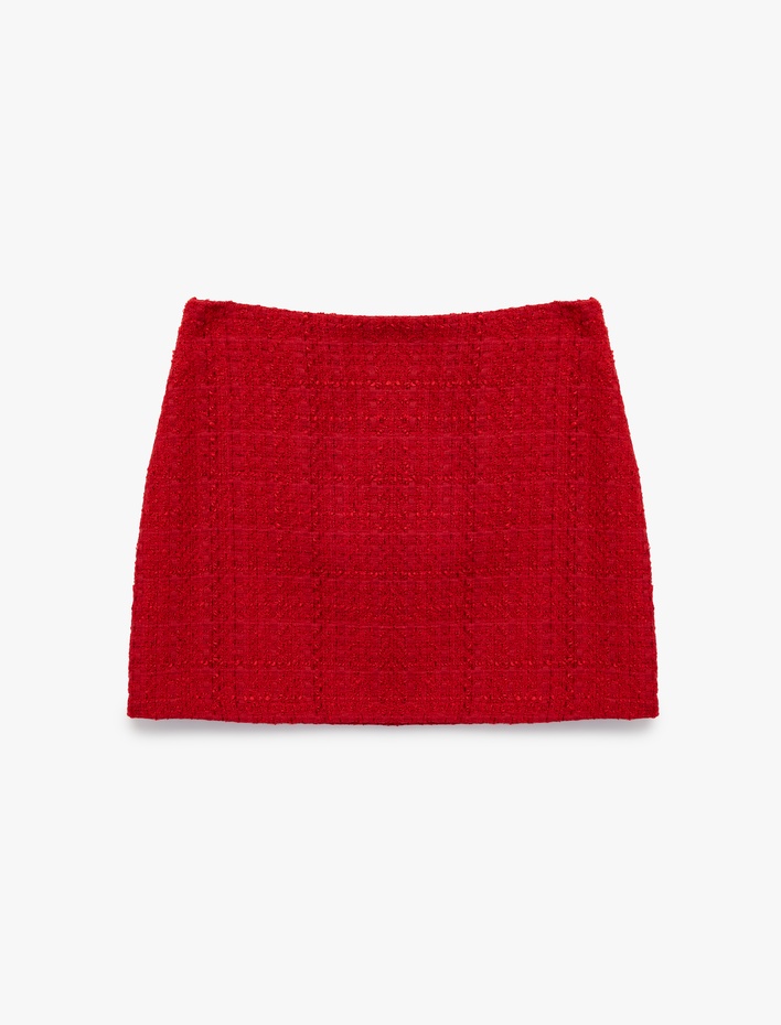  Slim Fit A Kesim Tüvit Mini Etek