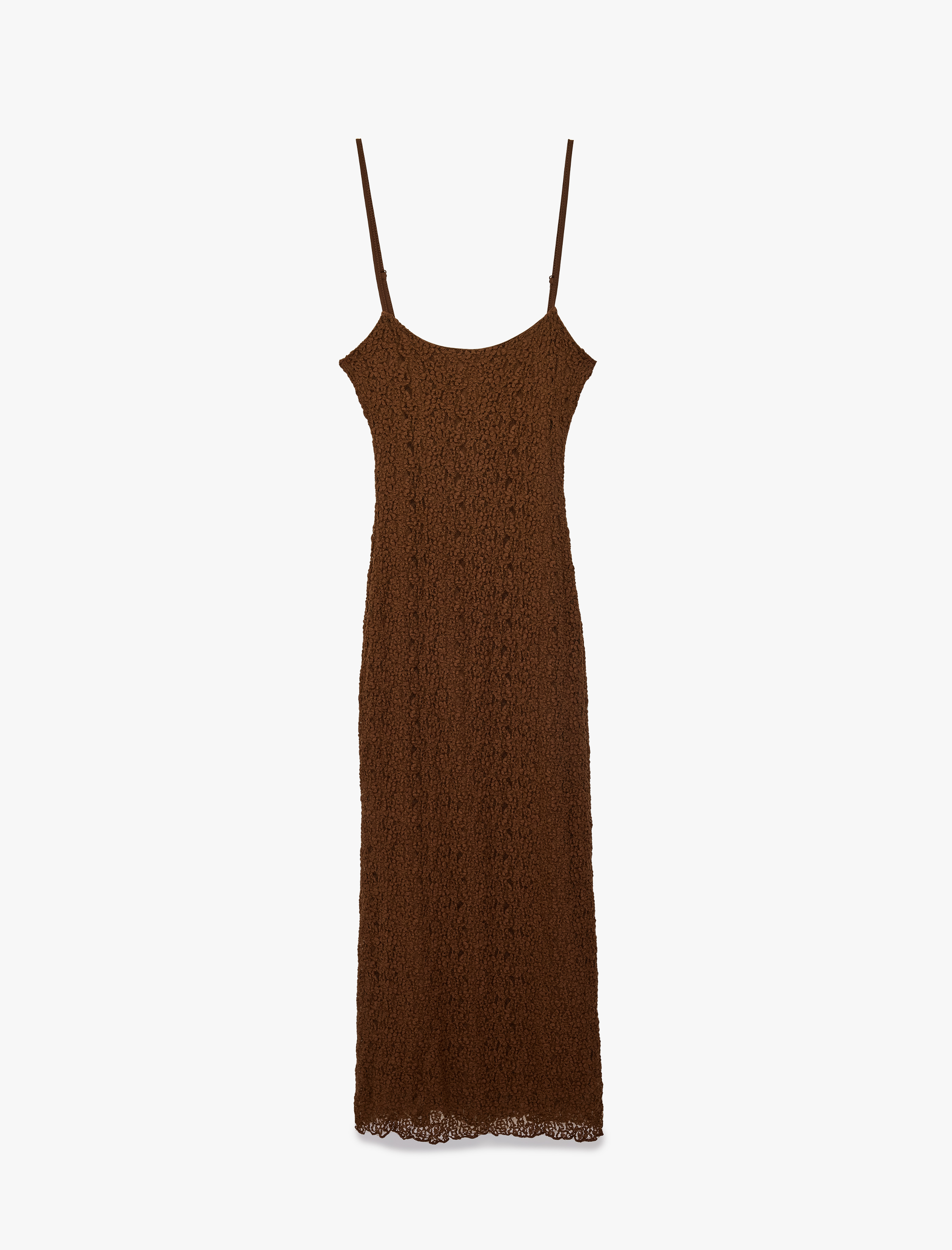   Slim Fit U Yaka Askılı Uzun Dantel Elbise