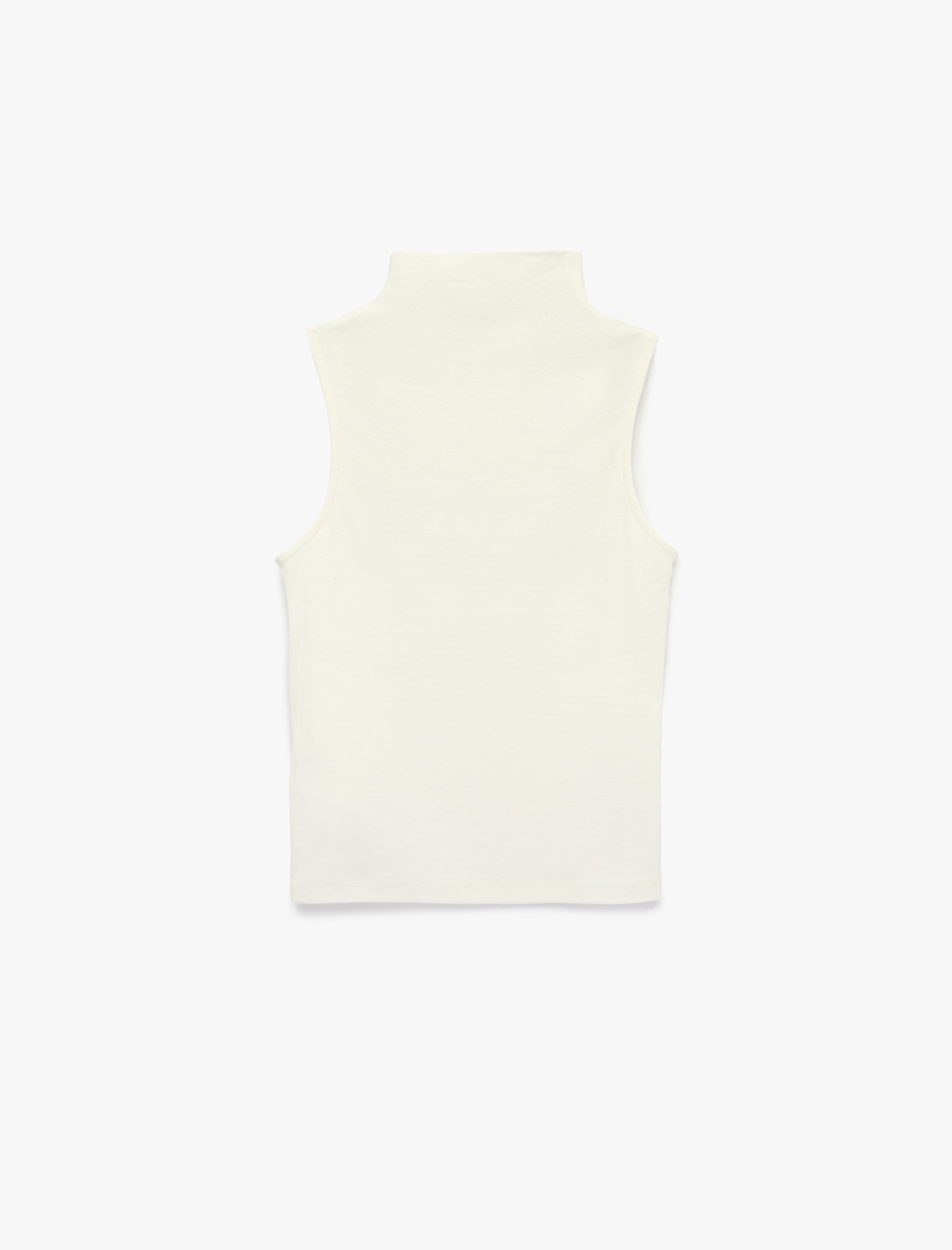   Modal Kumaş Slim Fit Kolsuz Dik Yaka Bluz