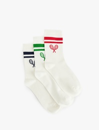 3'lü Tenis Baskılı Soket Çorap Seti