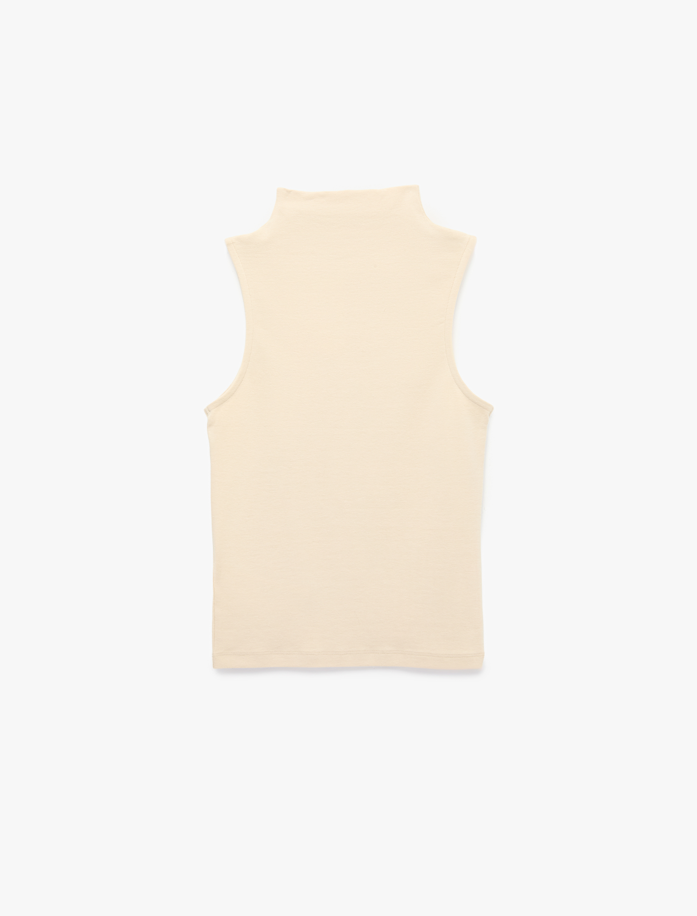   Modal Kumaş Slim Fit Kolsuz Dik Yaka Bluz