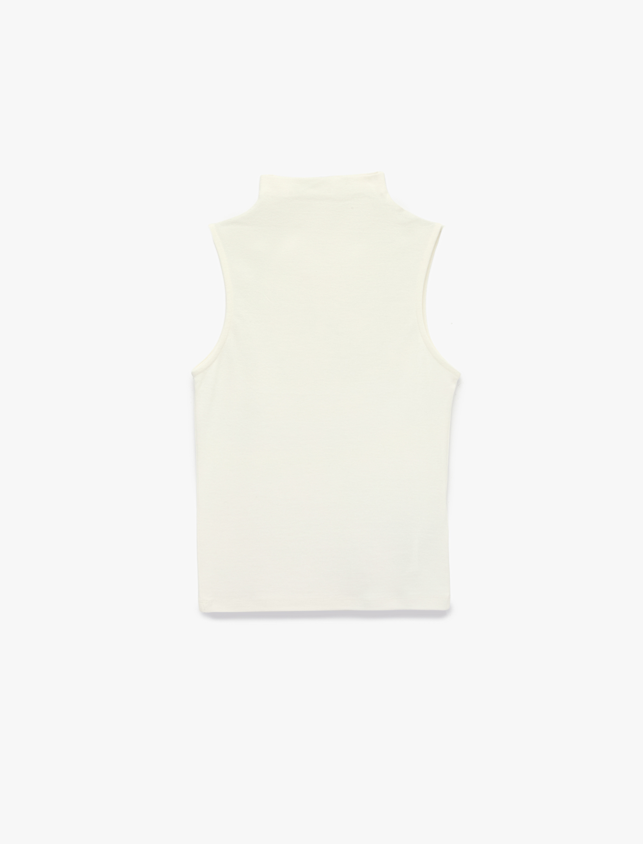   Modal Kumaş Slim Fit Kolsuz Dik Yaka Bluz