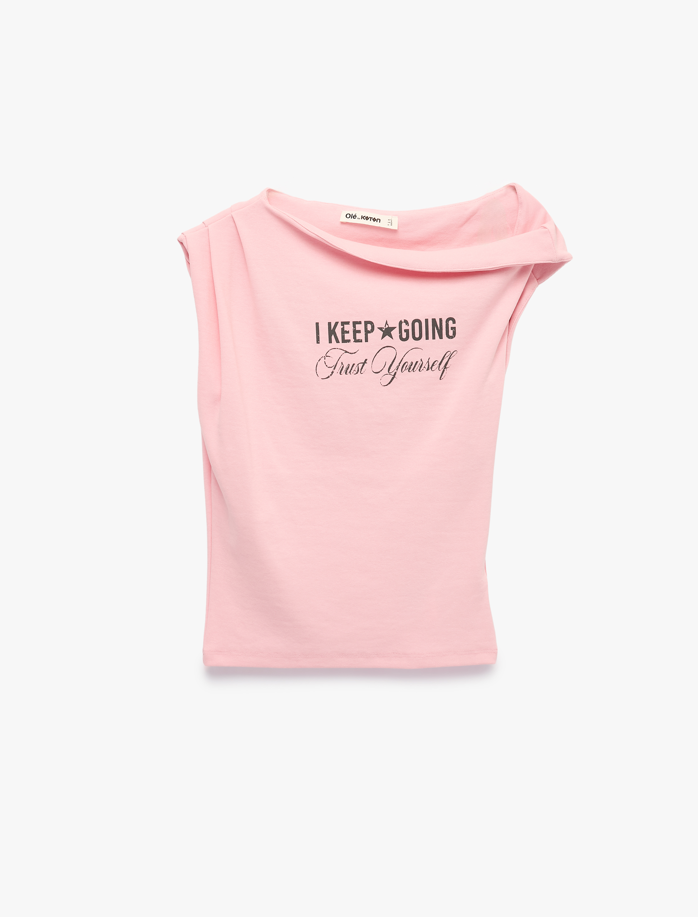   Pamuklu Kayık Yaka Kısa Kollu Slim Fit Asimetrik Baskılı Tişört