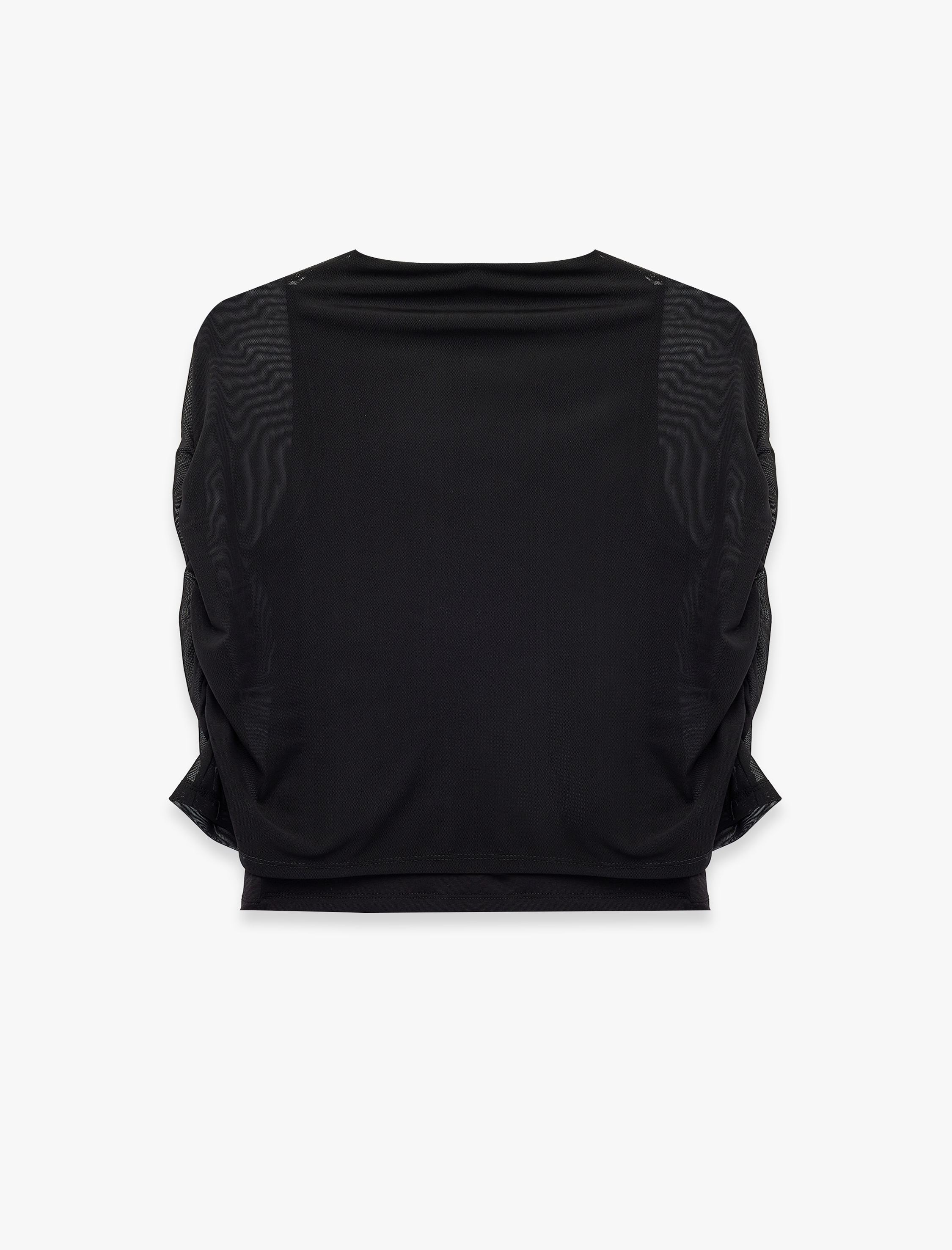   Slim Fit Dik Yaka Kolsuz Tül Detaylı Bluz
