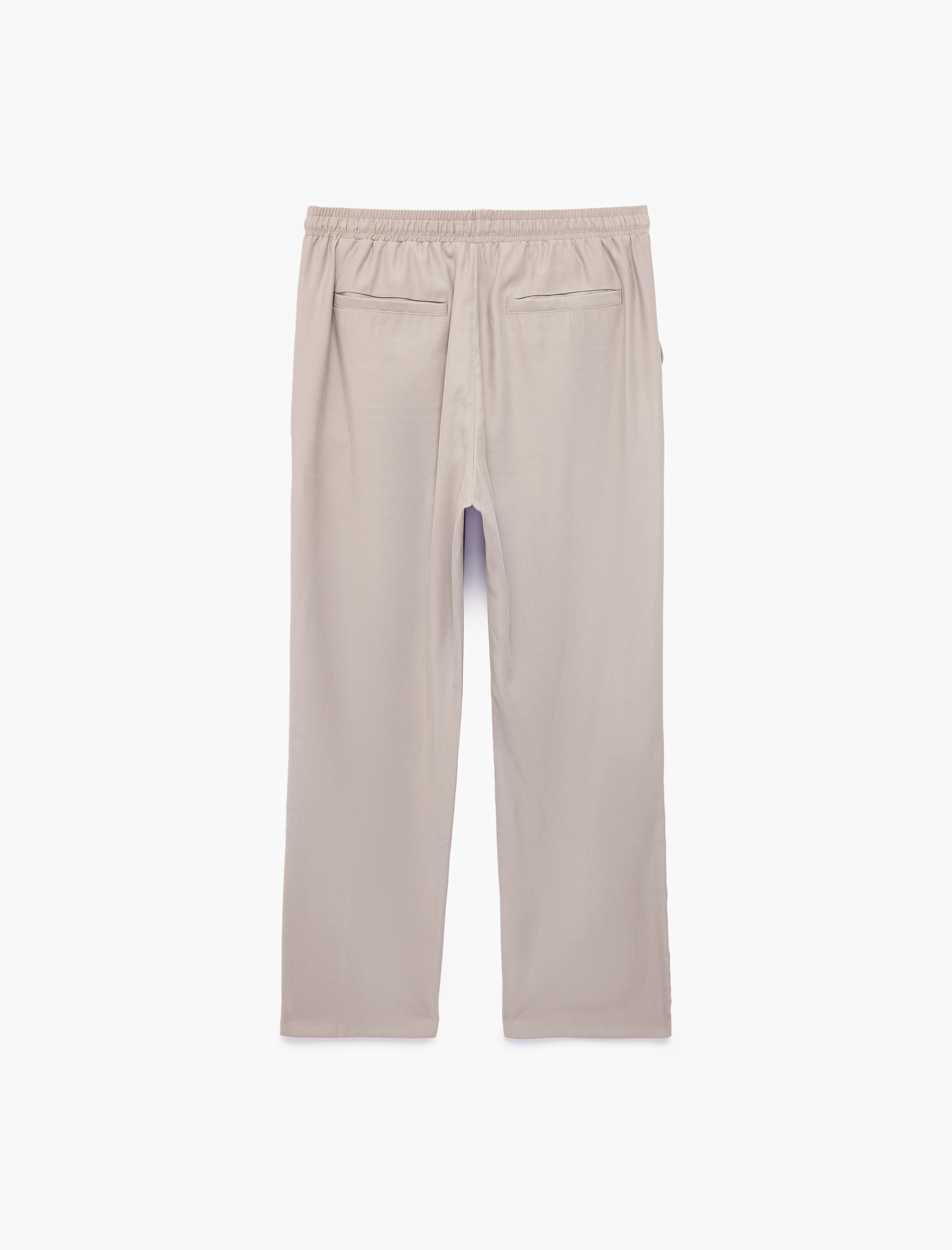   Viskon Slim Fit Cepli Beli Lastikli Bağcıklı Pantolon