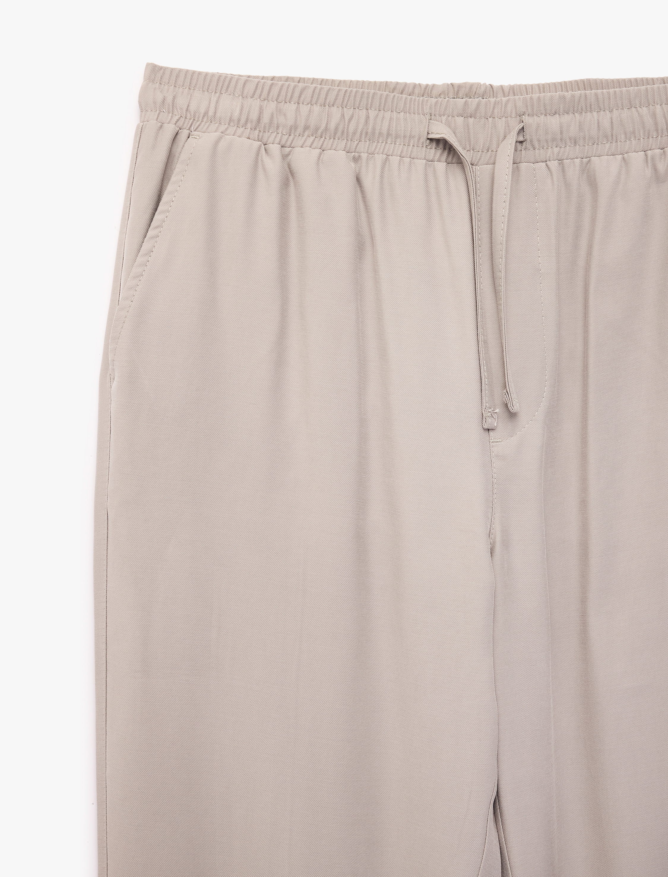   Viskon Slim Fit Cepli Beli Lastikli Bağcıklı Pantolon