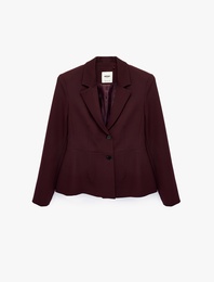Geniş Yaka Dikiş Detaylı Düğmeli Blazer Ceket