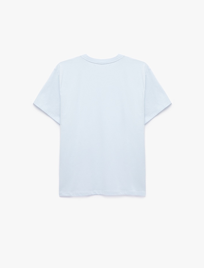  Pamuklu Kısa Kollu Bisiklet Yaka Oversize Basic Tişört