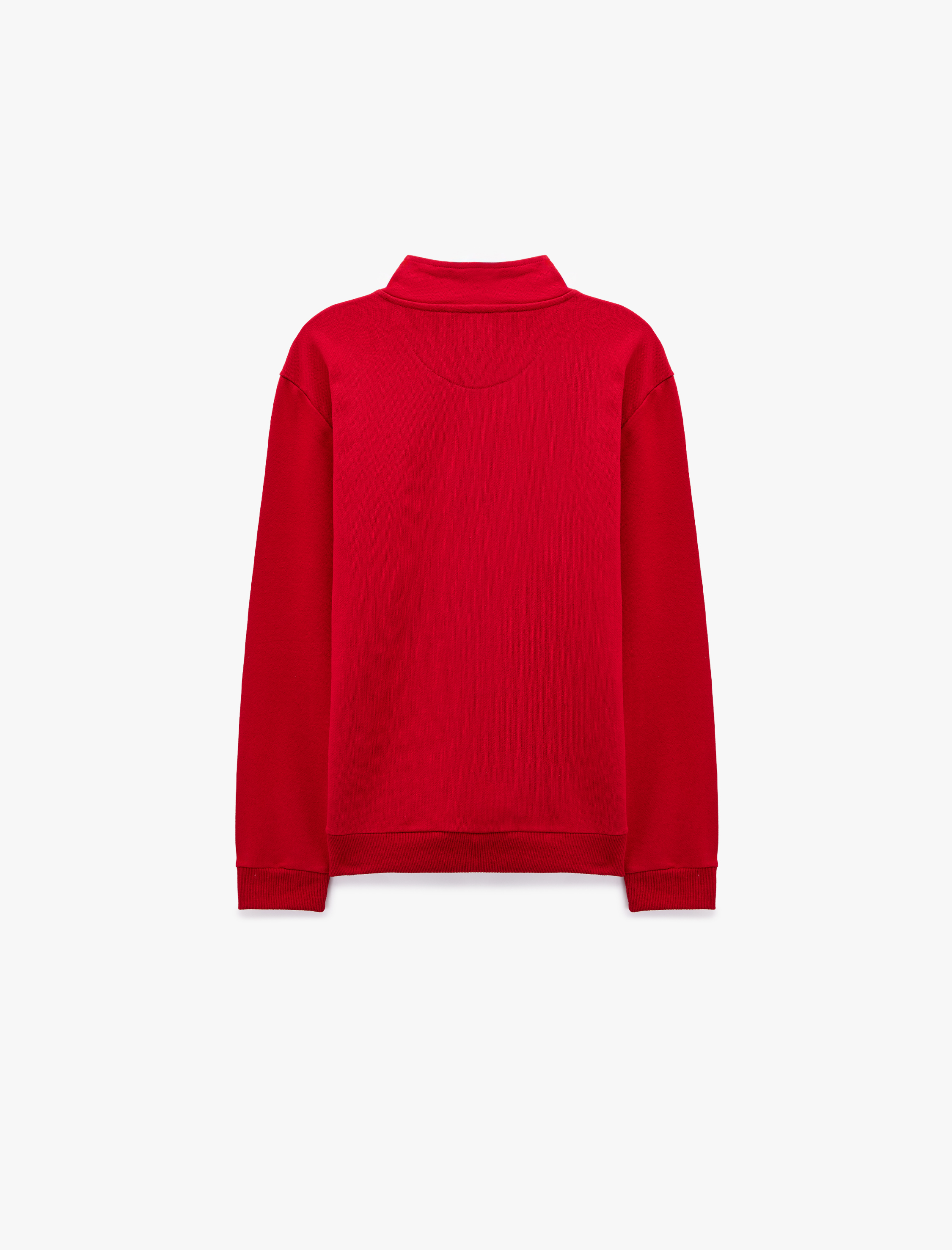   Pamuklu Uzun Kollu Baskılı Yarım Fermuarlı Sweatshirt