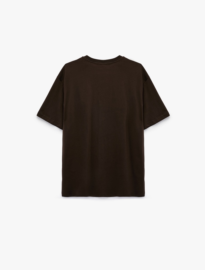  Pamuklu Bisiklet Yaka Kısa Kollu Basic Oversize Tişört