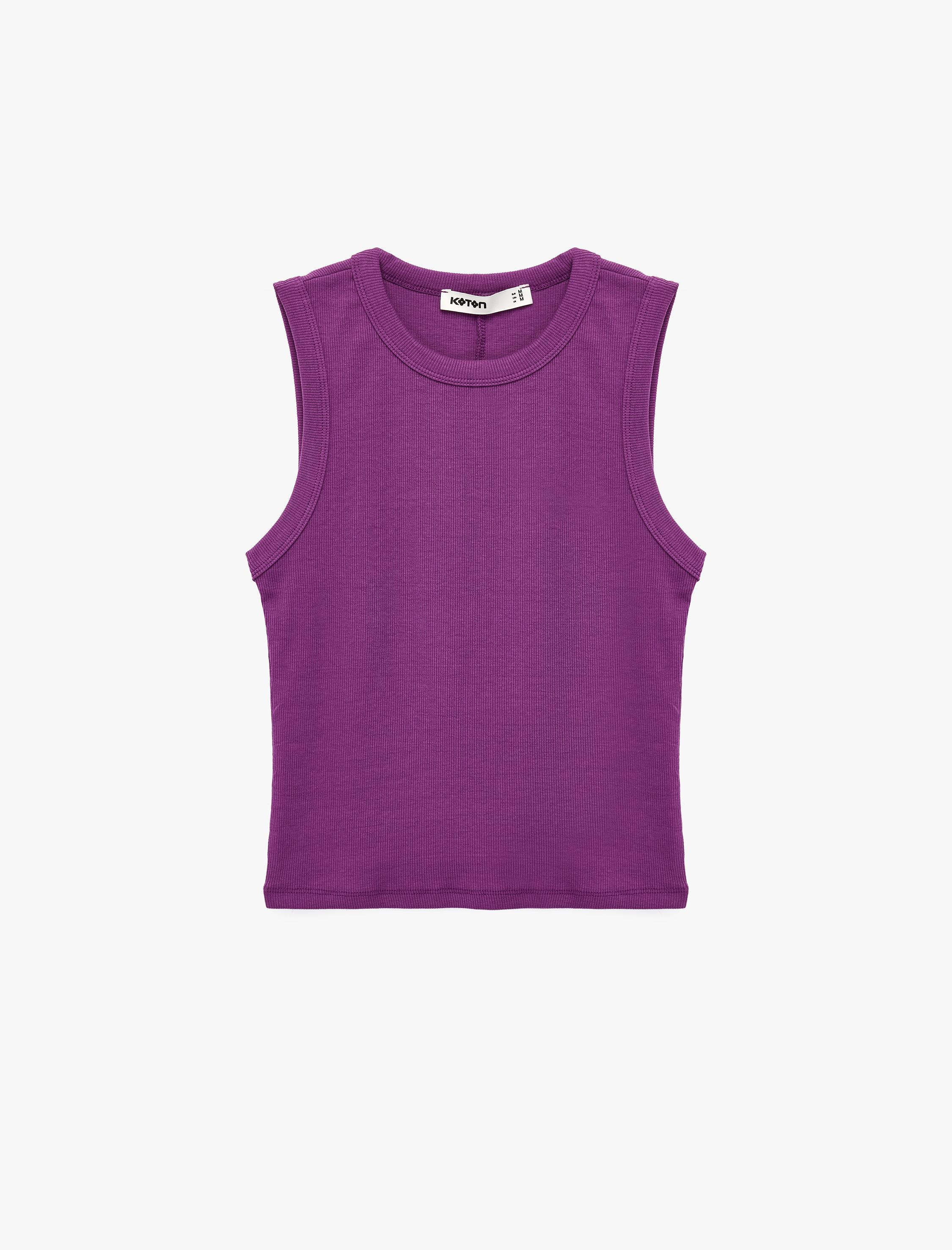   Pamuklu Kaşkorse Slim Fit Kolsuz Bisiklet Yaka Fitilli Atlet