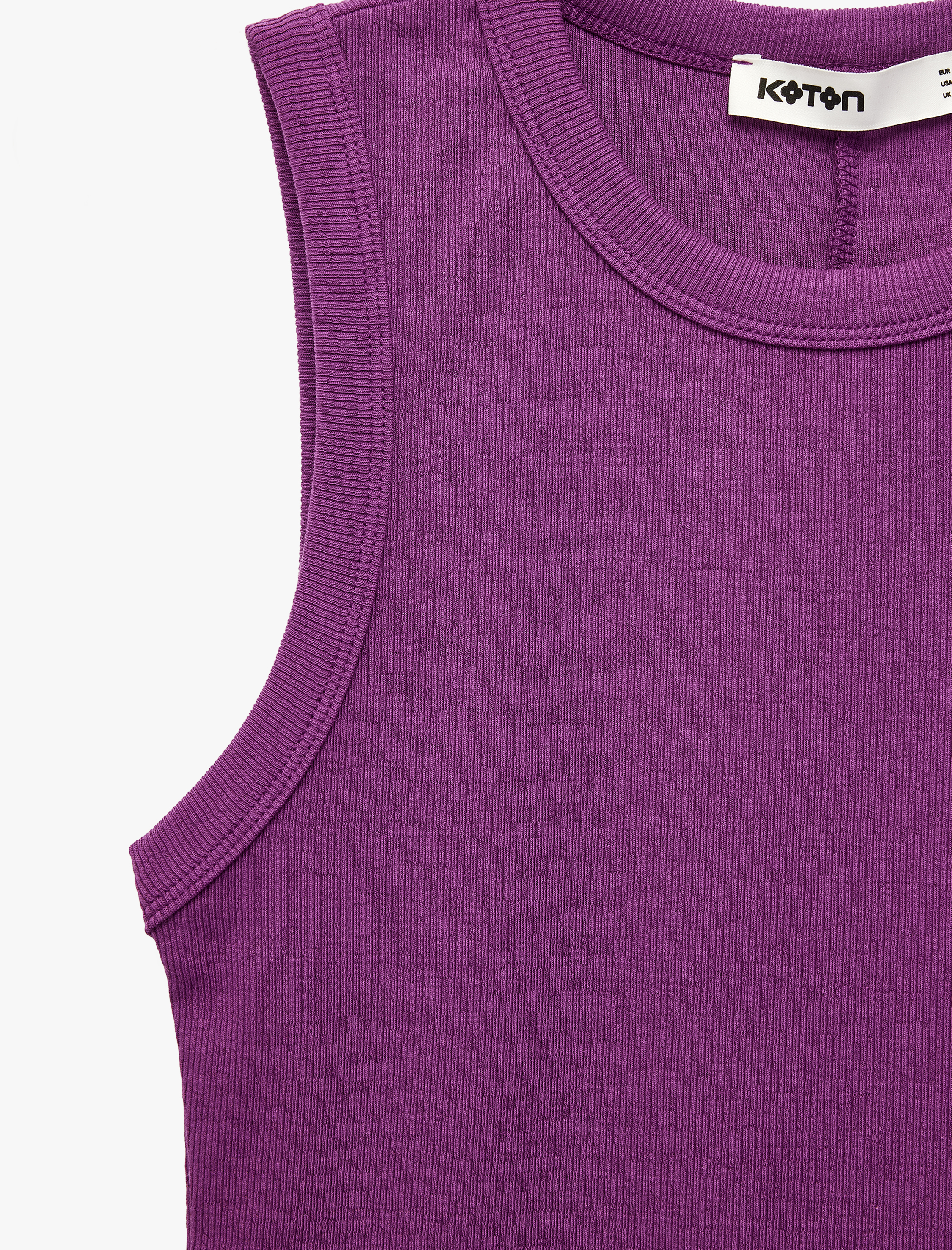   Pamuklu Kaşkorse Slim Fit Kolsuz Bisiklet Yaka Fitilli Atlet