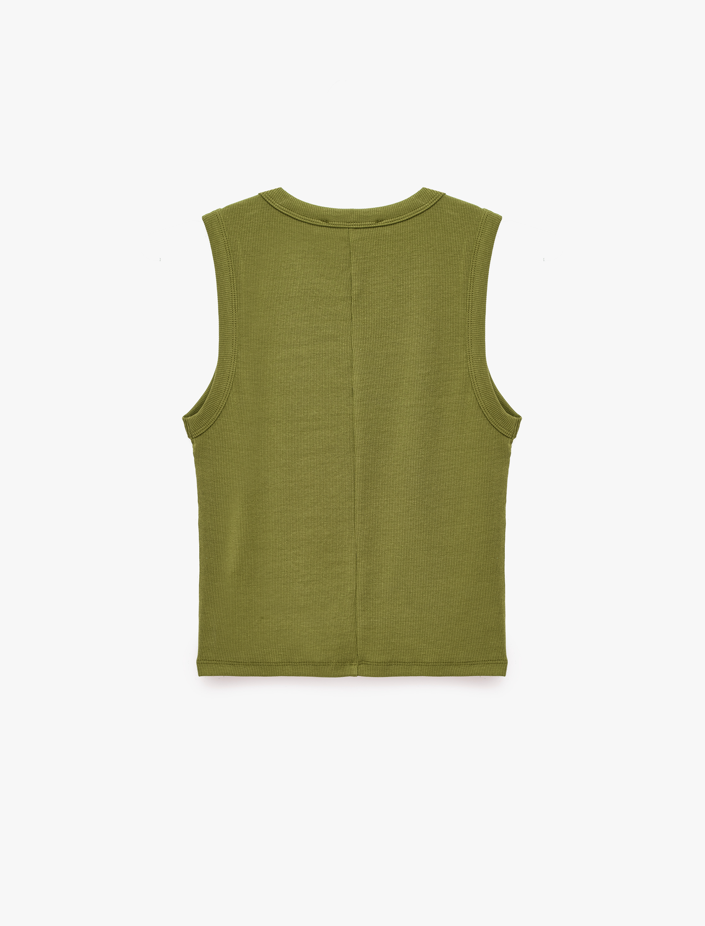   Pamuklu Kaşkorse Slim Fit Kolsuz Bisiklet Yaka Fitilli Atlet
