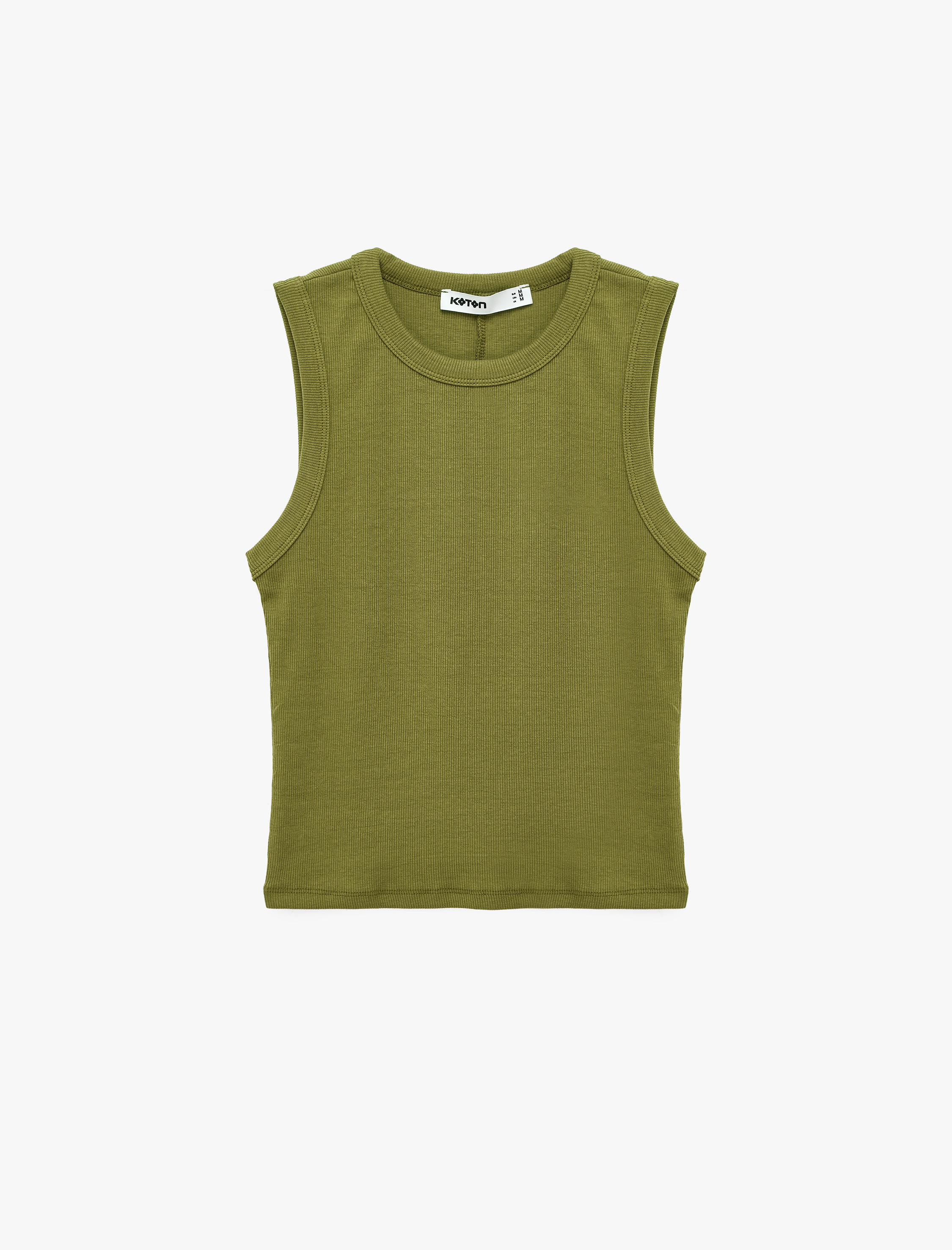   Pamuklu Kaşkorse Slim Fit Kolsuz Bisiklet Yaka Fitilli Atlet