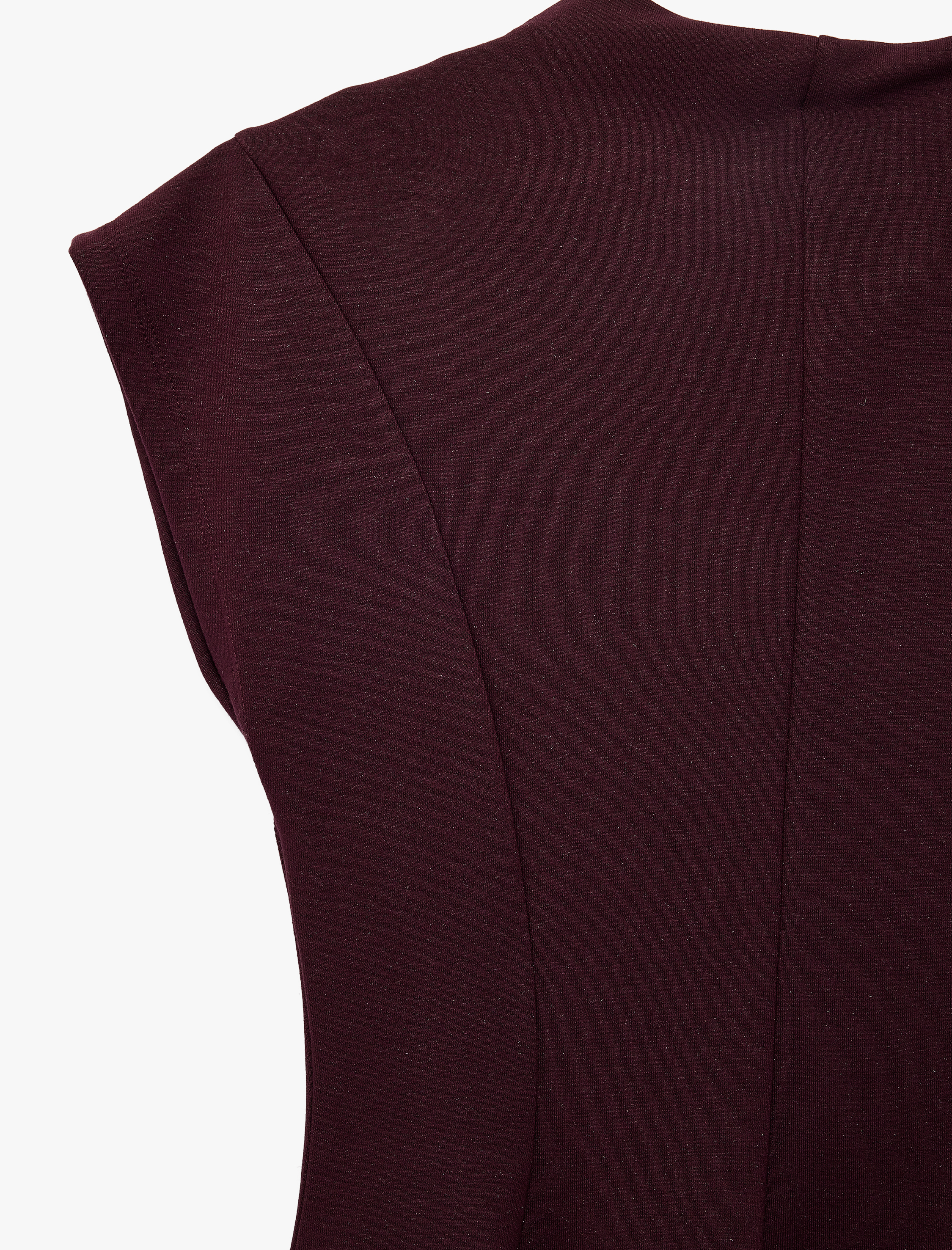   Viskon Karışımlı Slim Fit Kolsuz Dik Yaka Peplum Bluz