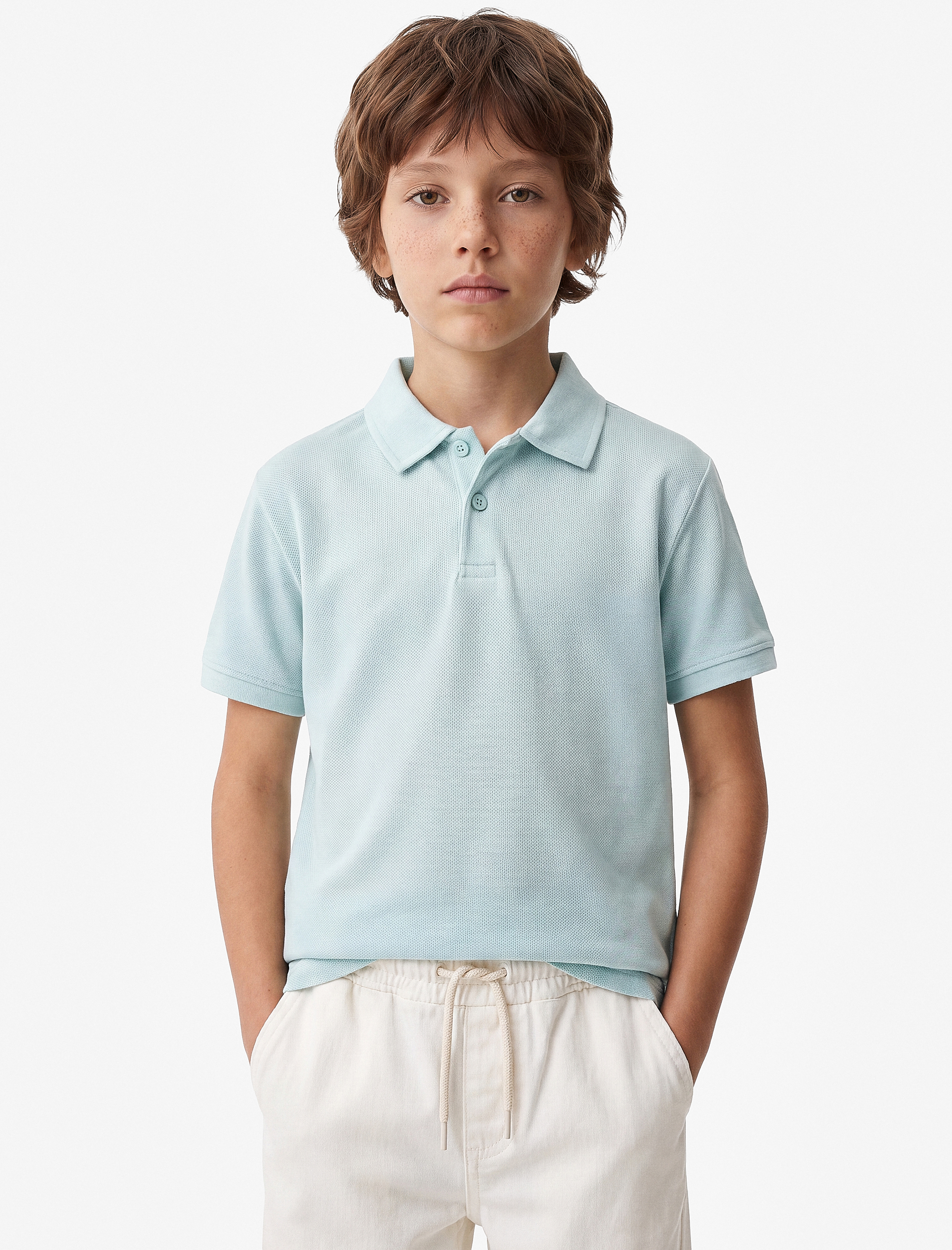  Erkek Çocuk Pamuklu Kısa Kollu Basic Polo Yaka Tişört