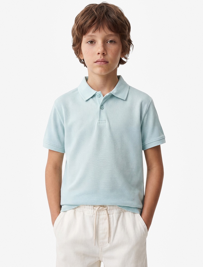 Erkek Çocuk Pamuklu Kısa Kollu Basic Polo Yaka Tişört